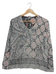 Vorschaubild 1 von Pullover Damen Gr. 38 M Grau Paisley V-Ausschnitt Kaschmir Casual
