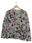 Vorschaubild 1 von Pullover Damen Blumenmuster Grau Gr. 38 Baumwolle
