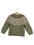 Vorschaubild 1 von Kinder Strickpullover Norwegermuster Oliv Gr. 104
