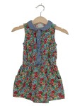 Vorschaubild 1 von Sommerkleid Playsuit Mädchen Blumenmuster Jeans Kragen Gr. 80