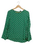 Vorschaubild 1 von Damen Bluse Grün Punkte Langarm Gr. 40 Freizeit Casual