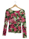 Vorschaubild 1 von Damen Langarmshirt Blumenmuster Mehrfarbig Gr. 34 XS