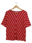 Vorschaubild 1 von Pullover Gr. 36 S Rot Gestreift Kurzarm V-Ausschnitt