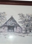 Vorschaubild 1 von Abstraktes Holzbild Landschaft Haus Bäume Klassisch Mehrfarbig Wandbild