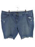 Vorschaubild 1 von Jeans Shorts Damen Gr. 60 Blau Destroyed Used Look Fransen