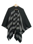 Vorschaubild 1 von Poncho Damen One Size Schwarz Grau Streifen Strick Cape