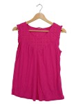 Vorschaubild 1 von Damen Top Gr. 34 Pink Ärmellos Lochmuster Rüschen Sommer