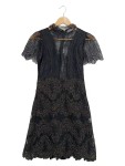 Vorschaubild 1 von Paris Spitzenkleid Damen Gr. 34 Schwarz Gold Spitze Elegant