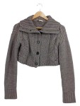 Vorschaubild 1 von Strickjacke Damen Gr. 36/S Grau Zopfmuster Cropped Cardigan