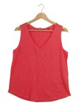 Vorschaubild 1 von Damen Top Gr. 40 L Koralle Rot Ärmellos V-Ausschnitt Casual