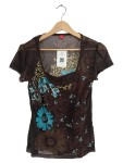 Vorschaubild 1 von Bluse Blumenmuster Mesh Gr. 38 Kurzarm