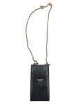Vorschaubild 1 von Handytasche Umhängetasche Schwarz Kroko-Optik Gold Kette