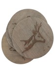 Vorschaubild 1 von Untersetzer Hirsch Holz 6er Set rund Natur
