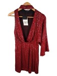 Vorschaubild 1 von Damen Cocktailkleid Pailletten Asymmetrisch Rot Gr. 36 S Festlich