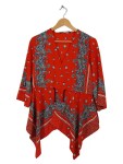 Vorschaubild 1 von Bluse Rot Paisley V-Ausschnitt Asymmetrisch Gr. 36