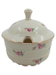 Vorschaubild 1 von Ivory Bavaria Zuckerdose Porzellan Weiß Rosenmuster Goldrand 11cm