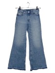 Vorschaubild 1 von Bootcut Jeans Kinder Gr. 164 Blau Baumwolle Elasthan Uni Casual Alltag Knopf