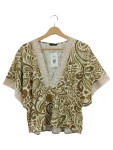 Vorschaubild 1 von Paisley Bluse Spitze V-Ausschnitt Kurzarm Gr. 40