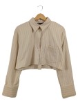 Vorschaubild 1 von Gestreifte Cropped Bluse Langarm Damen Gr. 40