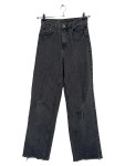 Vorschaubild 1 von Jeans Wide Fit Damen Größe 36 Grau Fransen