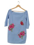 Vorschaubild 1 von Bluse Blumenstickerei gestreift Off-Shoulder Gr. 34
