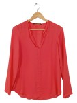Vorschaubild 1 von Bluse Rot Langarm V-Ausschnitt Elegant Gr. 36