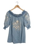 Vorschaubild 1 von Jeanskleid Off-Shoulder Blumenstickerei Blau Gr. 36
