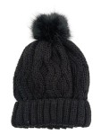 Vorschaubild 1 von Strickmütze Bommel Schwarz Wintermütze Zopfstrick