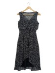 Vorschaubild 1 von Sommerkleid Damen Gr. 36 Schwarz Weiß Tupfen V-Ausschnitt Chiffon