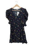 Vorschaubild 1 von Sommerkleid Gr. 38 schwarz Erdbeeren Blumenmuster V-Ausschnitt