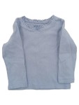 Vorschaubild 1 von Langarmshirt Mädchen Gr. 86 hellblau Rüschenkragen Lochmuster