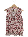 Vorschaubild 1 von Bluse Blumenmuster Rot Weiß Kurzarm Gr. 36