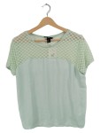 Vorschaubild 1 von Damen T-Shirt Gr. 38 Mintgrün Spitze Lochmuster