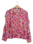Vorschaubild 1 von Hemdbluse Blumenmuster Pink Chiffon Rüschen Gr. 38
