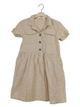 Vorschaubild 1 von Blusenkleid Gr. 122 Hemdkleid Beige Kurzarm Sommerkleid