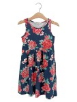 Vorschaubild 1 von Sommerkleid Blumenmuster Dunkelblau Gr. 110