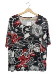 Vorschaubild 1 von T-Shirt Gr. 42 Blumenmuster Schwarz Rot