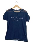 Vorschaubild 1 von T-Shirt Damen Gr. 40 Dunkelblau Mesh-Einsätze