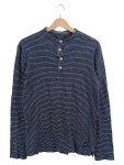 Vorschaubild 1 von Langarmshirt Henley Streifen Blau Weiß Gr. 36