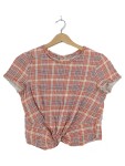 Vorschaubild 1 von Karierte Bluse Knoten Gr. 36 Rot Baumwolle