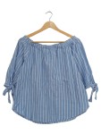 Vorschaubild 1 von Bluse Gr. 34 Blau Weiß Gestreift Off-Shoulder