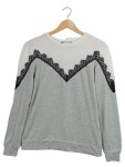 Vorschaubild 1 von Pullover Gr. 34 Grau Weiß Spitze Damen