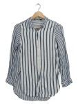 Vorschaubild 1 von Basic Hemdbluse Blau Weiß Gestreift Langarm Gr. 34