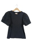 Vorschaubild 1 von T-Shirt Gr. 36 Schwarz Lochstickerei Ärmel