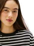 Vorschaubild 2 von Damen Pullover Gestreift Langarm Schwarz XL