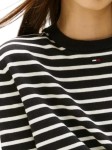 Vorschaubild 4 von Damen Pullover Gestreift Langarm Schwarz XL