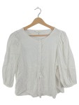 Vorschaubild 1 von Bluse Langarm Weiß Puffärmel Leinen Gr. 38