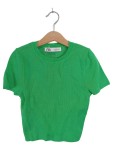 Vorschaubild 1 von T-Shirt Gr. 36 Grün Rippstrick Kurzarm Damen