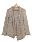 Vorschaubild 1 von Strickjacke Damen Gr. 38 Fransen Melange Beige