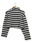 Vorschaubild 1 von Pullover Streifen Rollkragen Schwarz Weiß Gr. 38